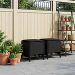 vidaXL 2 pc Pouf de Jardin Rotin PE Noir