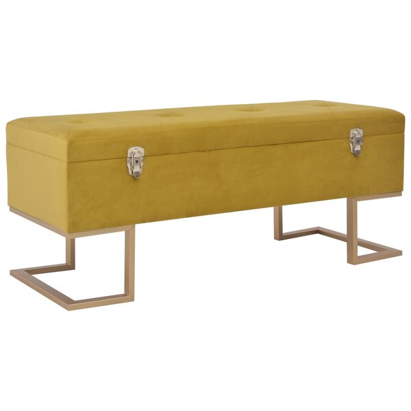 vidaXL Banc avec compartiment de rangement 105 cm Moutarde Velours