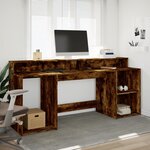 vidaXL Bureau et lumières LED chêne fumé 200x55x91cm bois d'ingénierie