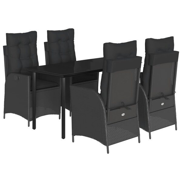 vidaXL Ensemble à manger de jardin coussins 5Pièces Noir Résine tressée