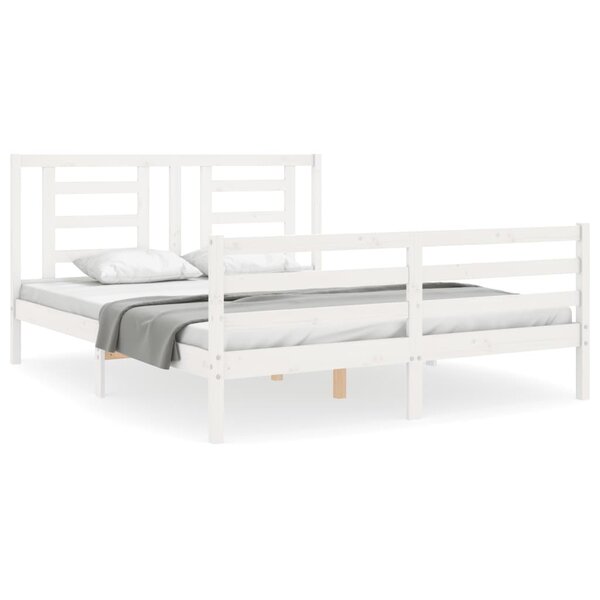 vidaXL Cadre de lit sans matelas blanc 160x200 cm bois massif