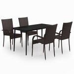 vidaXL Ensemble à manger de jardin 5 Pièces Marron et noir