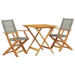 vidaXL Ensemble de bistro 3 Pièces gris résine tressée et bois massif