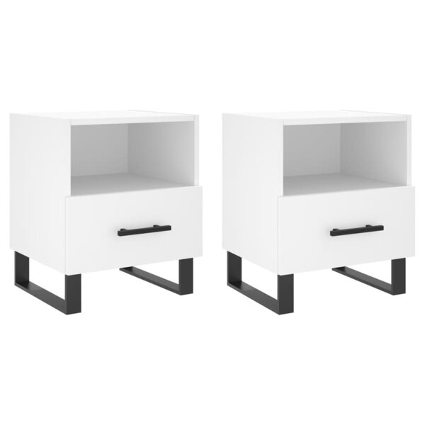 vidaXL Tables de chevet 2 Pièces blanc 40x35x47 5 cm bois d’ingénierie
