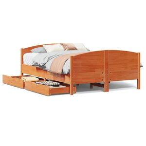vidaXL Cadre de lit sans matelas cire marron 120x190cm bois pin massif