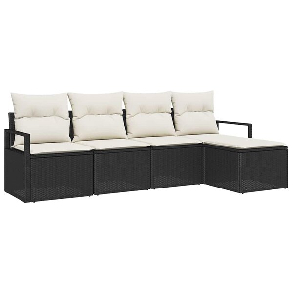 vidaXL Ensemble de canapé de jardin avec coussin 5 Pièces Noir  Crème