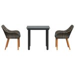 vidaXL Ensemble de repas de jardin 3 pièces en poly rattan gris