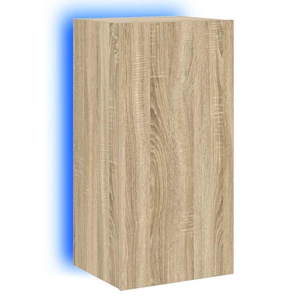 vidaXL Meuble TV mural avec lumières LED chêne sonoma 40 5x35x80 cm