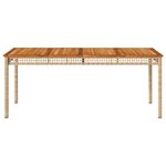 vidaXL Table de jardin beige 180x90x75 cm résine tressée et acacia