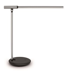 Luminaire de bureau LED rubia col. vario, régl., port USB argenté MAUL