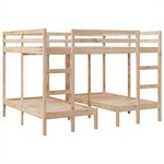 vidaXL Lit superposé triple 140x200/70x140 cm bois de pin massif