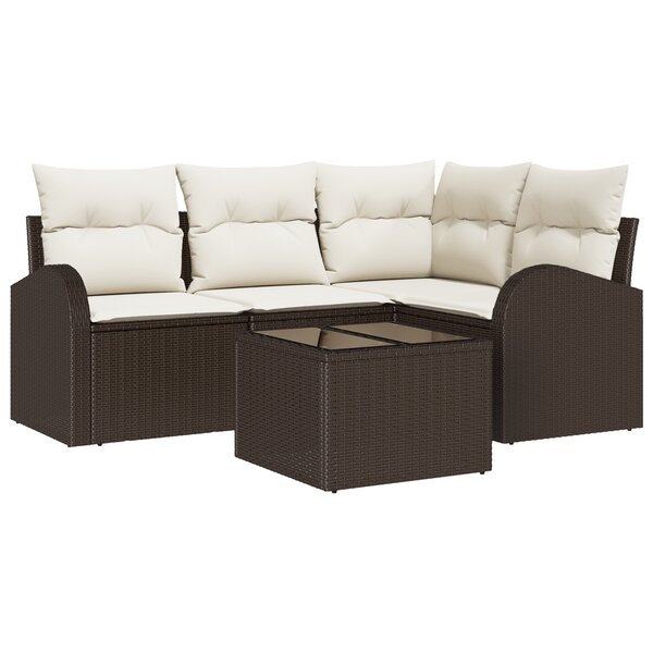 Ensemble de canapé de jardin vidaXL 4 pièces avec coussins gris en rotin poly
