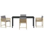 vidaXL Ensemble de Salle à Manger de Jardin 5 Pièces avec Coussins Beige Poly Rattan