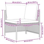 vidaXL Canapé de jardin à 4 places avec coussins Noir Résine tressée
