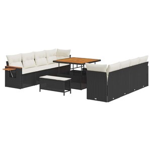 vidaXL Ensemble de canapé de jardin 11 Pièces Noir polyrotin