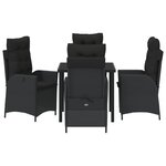 vidaXL Ensemble de jardin 5 pièces avec coussins - Rattan poly noir