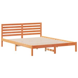 vidaXL Cadre de lit avec tête de lit Brun cire 160 x 220 cm Pin massif