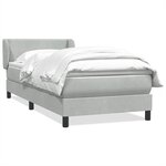 vidaXL Sommier à lattes de lit et matelas gris clair 90x210 cm velours