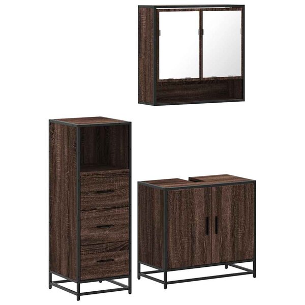 vidaXL Ensemble de meubles de salle de bain 3 Pièces Chêne marron