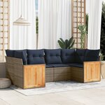 vidaXL Salon de jardin 6 Pièces avec coussins gris résine tressée