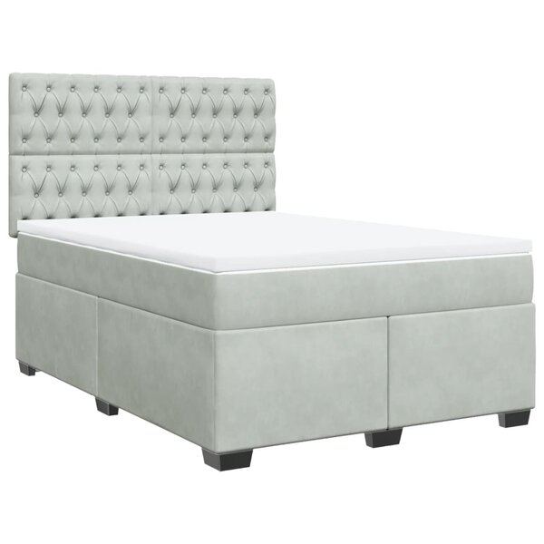 vidaXL Sommier à lattes de lit et matelas Gris clair 160x200cm Velours
