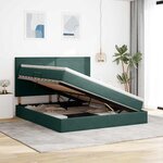vidaXL Lit de rangement LED avec matelas Vert foncé 180 x 200 cm