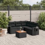 vidaXL Salon de jardin 6 Pièces avec coussins noir résine tressée