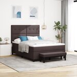 vidaXL Lit Box Spring avec Matelas & Banquette Gris Foncé 160x200 cm Tissu