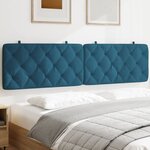vidaXL Coussin de tête de lit bleu 200 cm velours