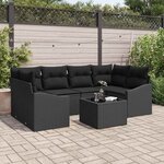 vidaXL Ensemble de canapé de jardin 7 Pièces Noir 55 x 55 x 37 cm
