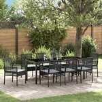 vidaXL Ensemble de salle à manger pour jardin 9 Pièces Noir polyrotin
