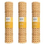 3 rouleaux de cannage - rotin mailles larges hexagonales 30 x 50 cm