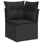 vidaXL Salon de jardin 7 Pièces avec coussins noir résine tressée