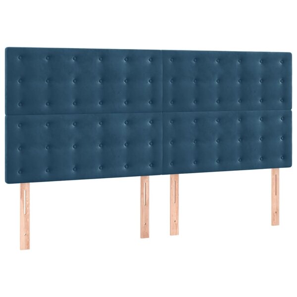 vidaXL Têtes de lit 4 Pièces Bleu foncé 90x5x78/88 cm Velours