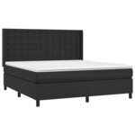 vidaXL Sommier à lattes de lit avec matelas Noir 180x200 cm Similicuir