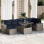 vidaXL Salon de jardin avec coussins 8 Pièces gris résine tressée acacia