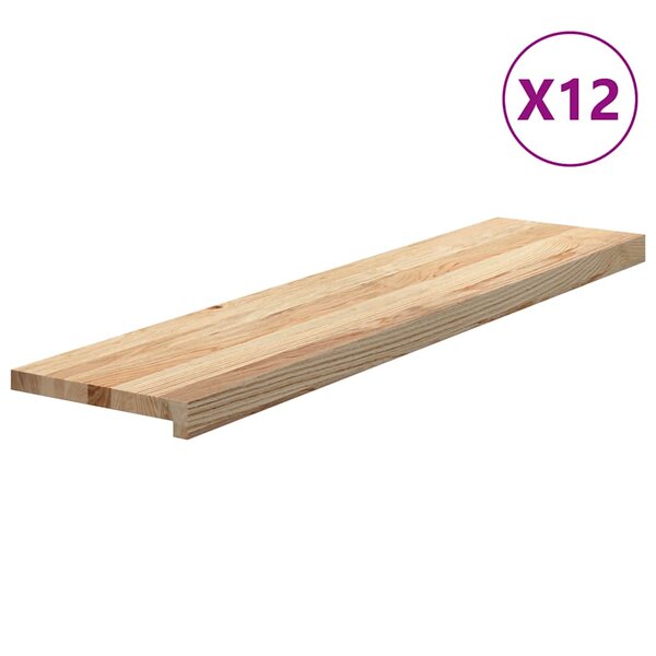 vidaXL Marches d'escalier 12 Pièces non traité bois de chêne massif