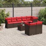 vidaXL Salon de jardin avec coussins 9 Pièces marron résine tressée