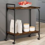 vidaXL Chariot de cuisine chêne fumé 60 5x31x72 5 cm bois d'ingénierie