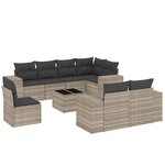 vidaXL Salon de jardin 9 Pièces avec coussins gris clair résine tressée