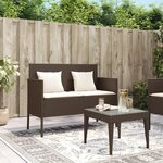 vidaXL Banc de jardin avec coussins marron résine tressée