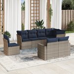 vidaXL Salon de jardin 8 Pièces avec coussins gris résine tressée