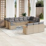 vidaXL Salon de jardin et coussins 13 Pièces mélange beige résine tressée