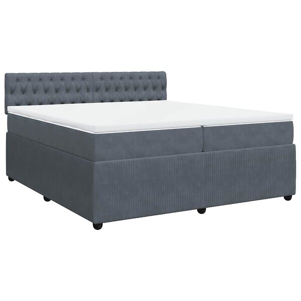 vidaXL Sommier à lattes de lit et matelas Gris foncé 200x200cm Velours