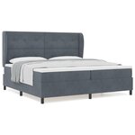 Lit Box Spring vidaXL avec Matelas Gris Foncé 200x200 cm Velours