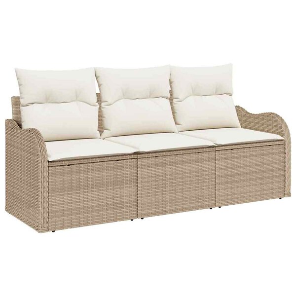 vidaXL Ensemble de canapé de jardin avec coussin 3 Pièces Beige polyrotin