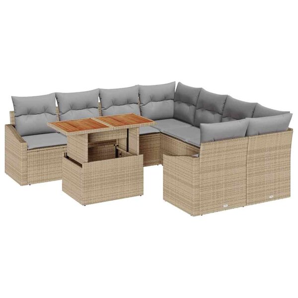 vidaXL Ensemble de salle à manger pour jardin 9 Pièces Beige et gris
