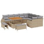 Set de canapé de jardin vidaXL 12 pièces avec coussins beige poly rotin