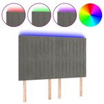 vidaXL Tête de lit à LED Gris clair 144x5x118/128 cm Velours