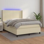 vidaXL Sommier à lattes de lit matelas LED Crème 140x200 cm Similicuir